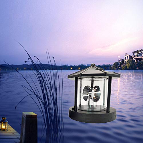 Solar Lighthouse LED Rotating Outdoor Decorative Lamp (Black) M757946