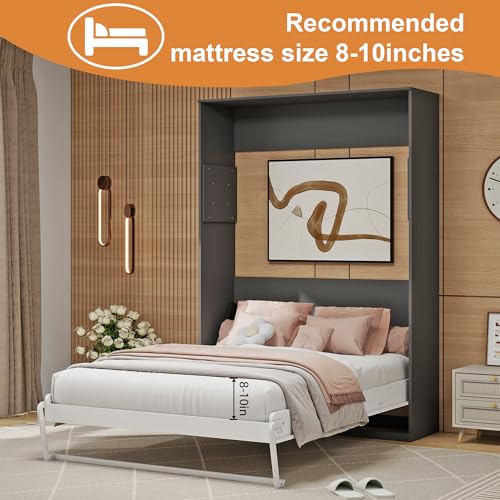 Murphy Bed Full - Space Saving, Convertible Hidden Bed, Brown C7991