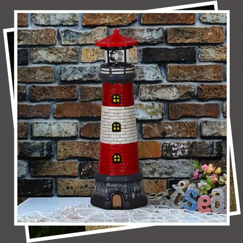 Solar Lighthouse Statue for Garden Yard Patio Decor B65450