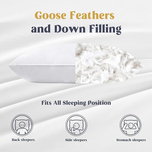 puredown® Goose Feathers and Down White Pillows King Size Set of 2 G471477