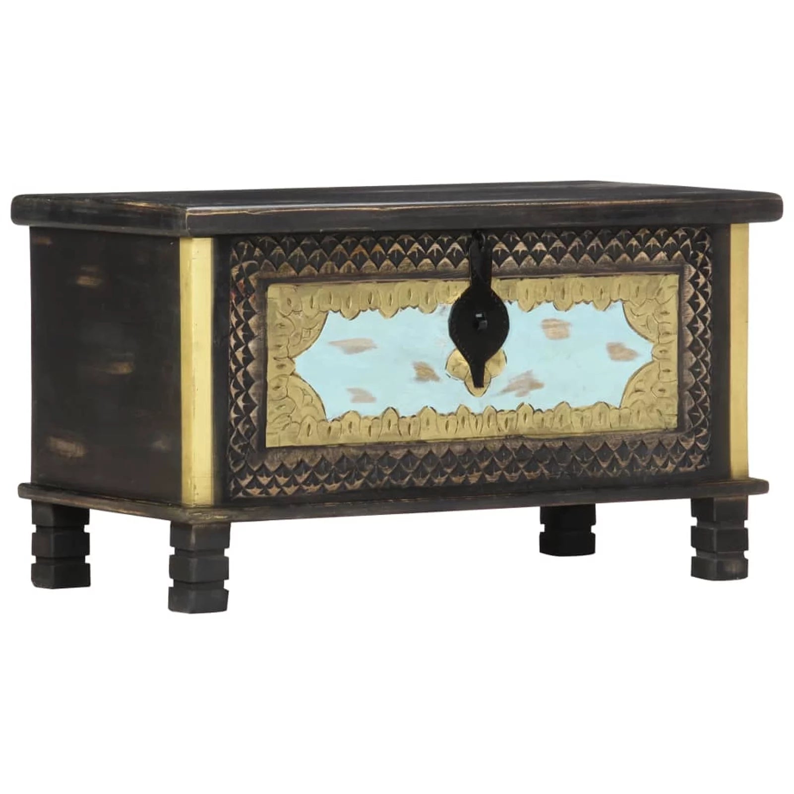 Anself Wooden Storage Chest Mango Wood Blanket Box for Bedroom W4496