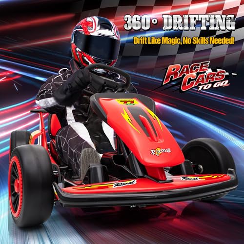 24V Electric Go Kart for Kids with 400W Motors, EVA Tires, Rose Red N76721