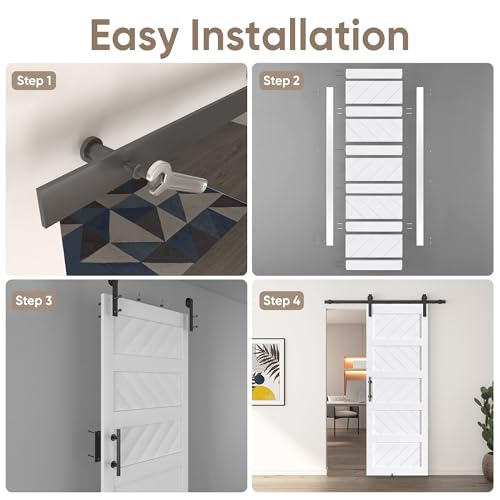 JUBEST 36" x 84" Sliding Barn Door Kit with Hardware, Black R91690