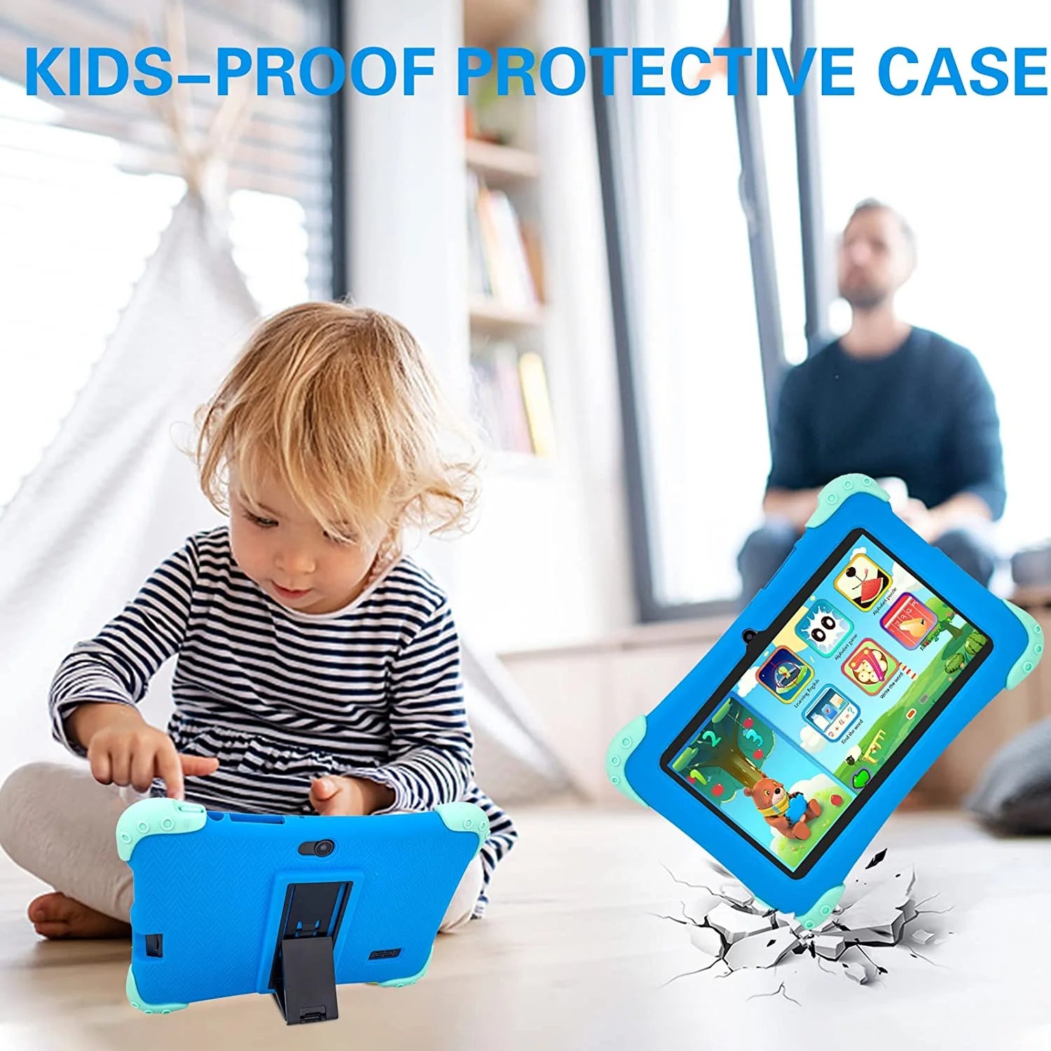 wei Kids Tablet 7 inch Android 11 Learning Tablet with Parental Control (Blue) N1773