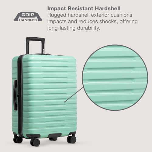 U.S. Traveler Boren Polycarbonate Hardside Carry-on Suitcase with 8 Spinner Wheels, Teal, 22-Inch S2578