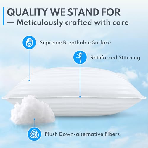 King Size Bed Pillows Set of 2 - Cooling Down Alternative Microfiber Fill F1530