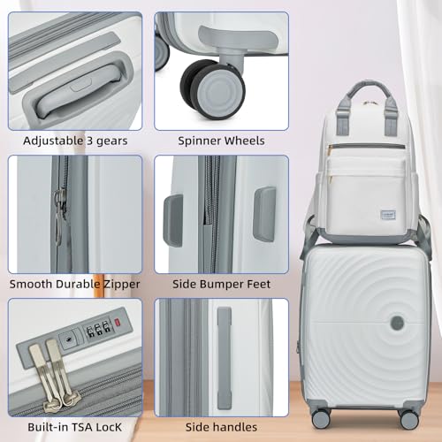 LARVENDER Luggage Sets 3 Piece, 20in Carry On PP Hardshell Suitcase with Spinner Wheels Q3160