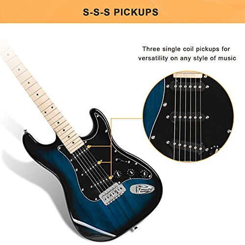 GLARRY Full Size Electric Guitar with 20W Amp and Accessories Pack (Blue) C3431