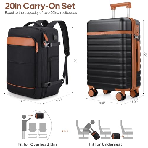 Luggage Sets 3 Piece, Carry On 20 Inch Hardside Suitcase with Spinner Wheels and TSA Lock J67858