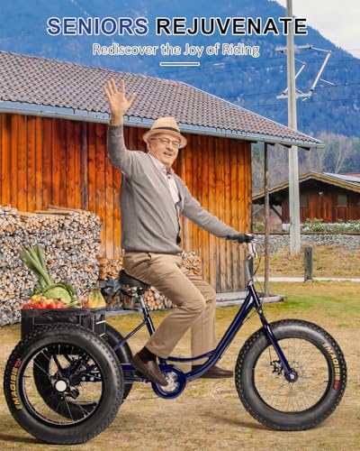 StableRide Fat Tire Adult Tricycle for Seniors, 7-Speed, Dual Disc Brakes Y2603