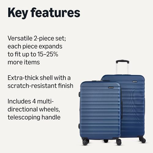 Amazon Basics 21" Hardside Carry-On Luggage with Wheels, Expandable, Black L489