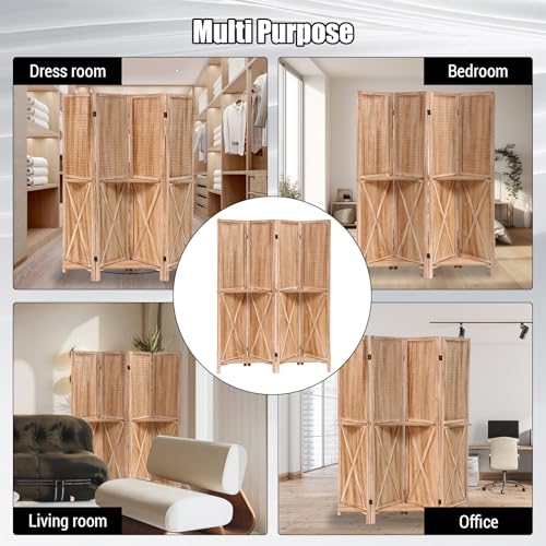 Japanese Shoji Room Divider 6 Panel Folding Wooden Screen 5.6FT I82869