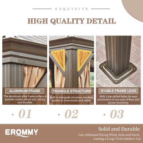 EROMMY 14'x20' Hardtop Gazebo Double Roof Galvanized Steel Outdoor Pavilion G3084