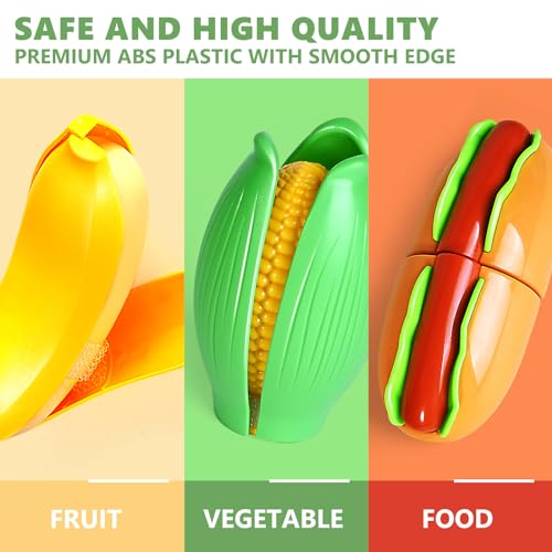Play Food Set for Kids Kitchen, Pretend Toy with 2 Baskets J150