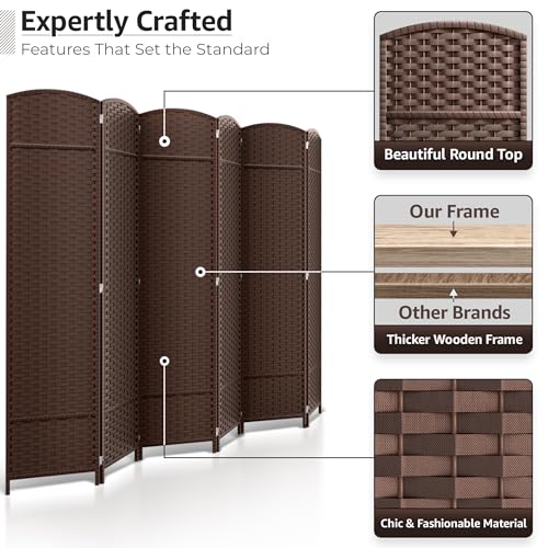Sorbus 8-Panel Black Room Divider, 6 ft Tall Folding Privacy Screen T242