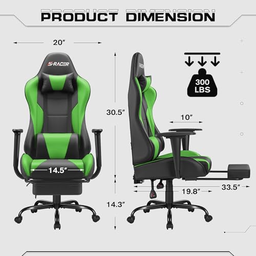 Homall Gaming Chair with Footrest and Massage Lumbar Support, Black T748