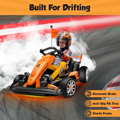 ENYOPRO 24V 7Ah Electric Go Kart for Kids, Licensed McLaren Go Cart with Adjustable Seat P158