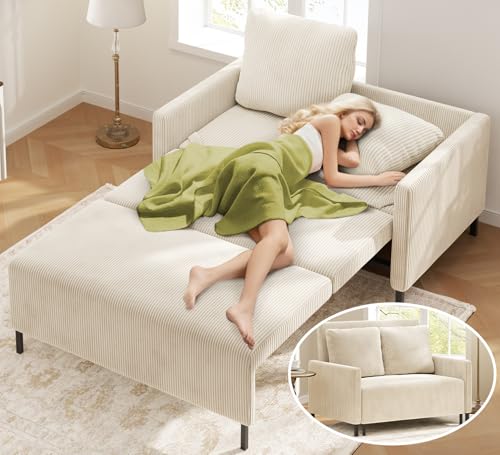 3 in 1 Convertible Sleeper Chair Sofa Bed with Adjustable Backrest, Blue M92497