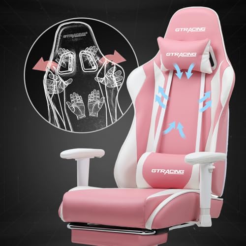 GTRACING Gaming Chair with Footrest, Blue R841