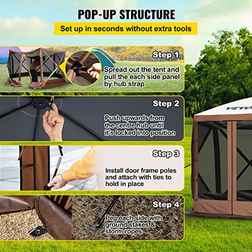 VEVOR Pop Up Gazebo Screen Tent 10x10ft with Mosquito Netting B21209