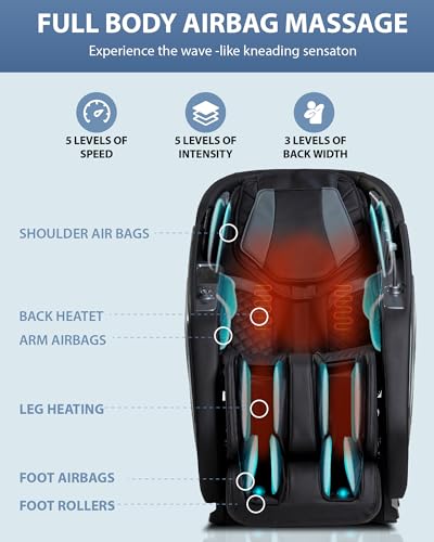 4D Massage Chair Full Body Zero Gravity SL Track Black Y3071