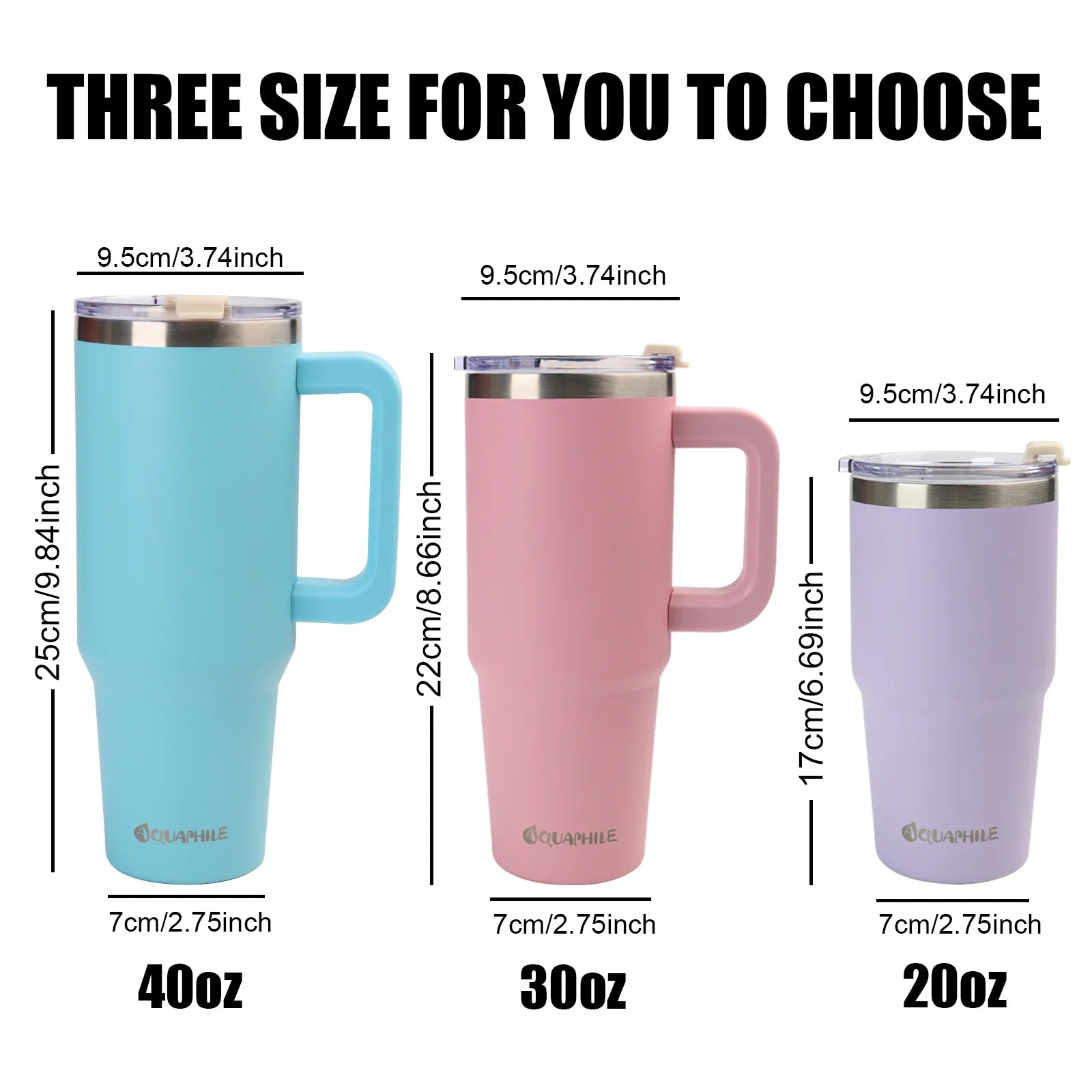 AQUAPHILE Insulated Tumbler 40 oz Stainless Steel Coffee Mug with Lid and Straw V1412
