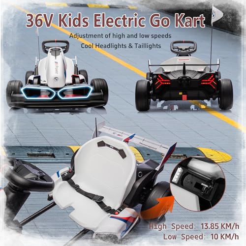 BMW Licensed 36V Electric Drift Go Kart for Kids, 7.5 MPH, Black W284