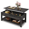 WLIVE Lift Top Coffee Table with Storage Shelf, Rustic Brown Z11463