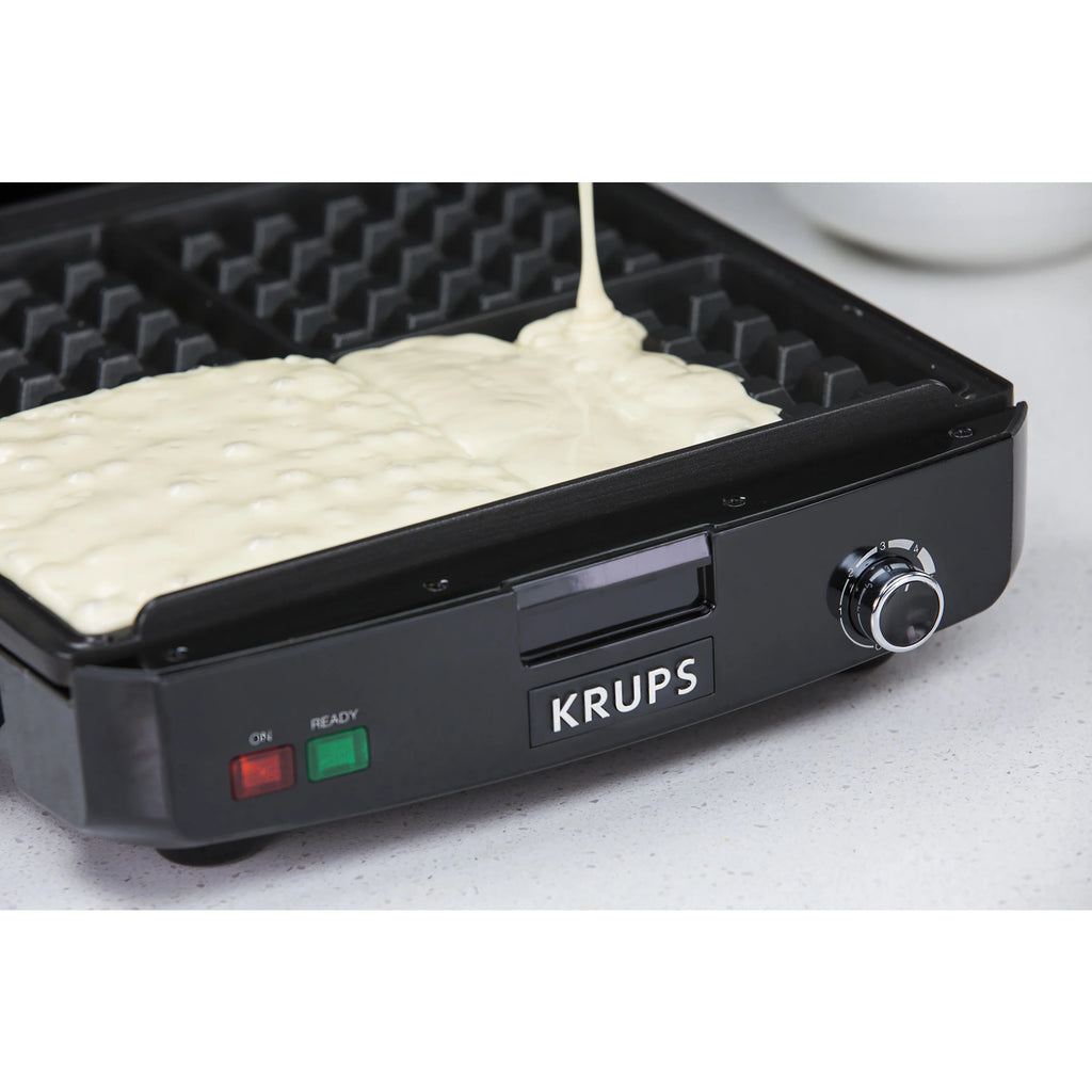 KRUPS Stainless Steel 4 Slice Belgian Waffle Maker with Removable Plates E3779
