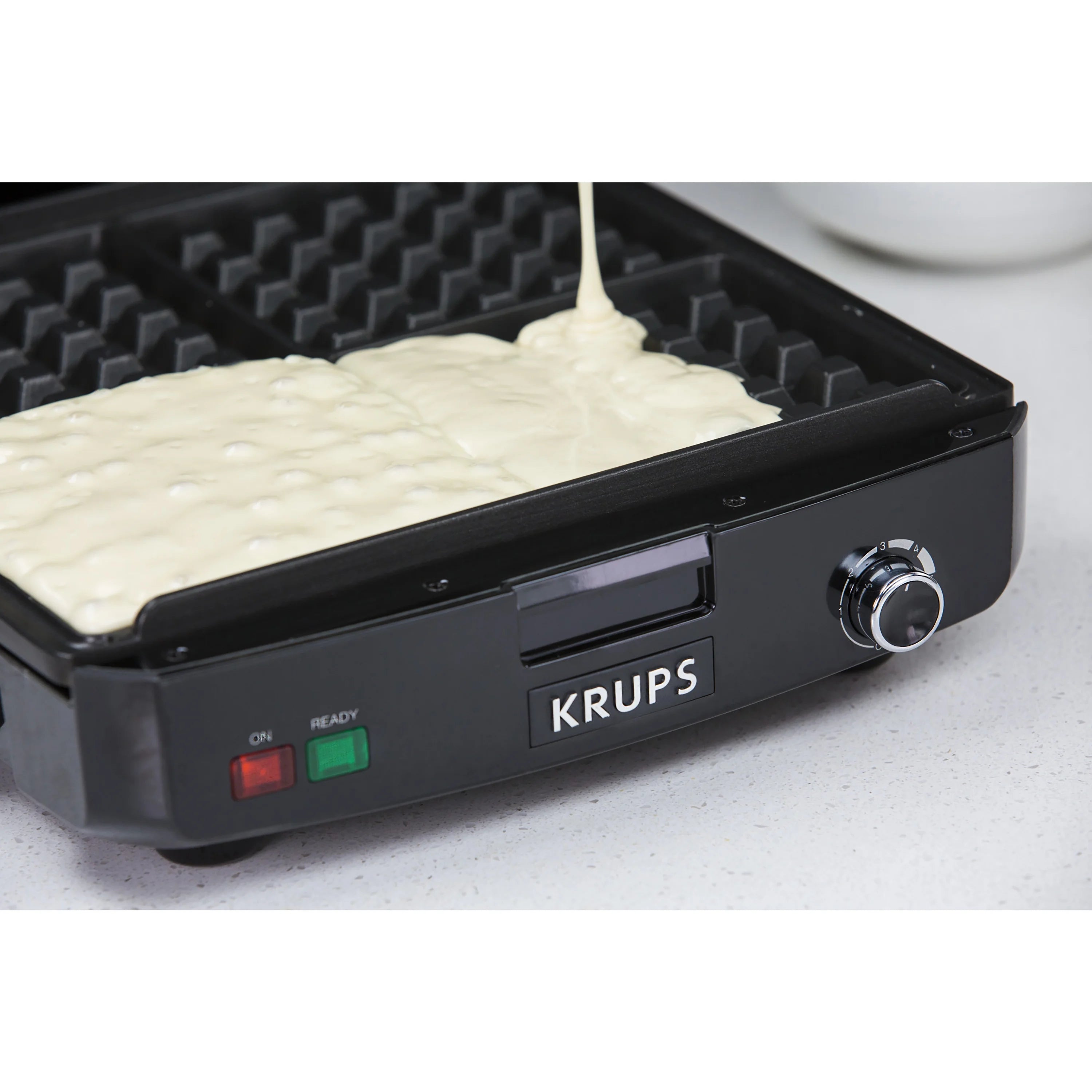 KRUPS Stainless Steel 4 Slice Belgian Waffle Maker with Removable Plates E3779