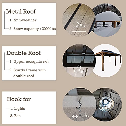 Kozyard Apollo 10'x12' Hardtop Gazebo with Galvanized Steel Double Roof Z2956