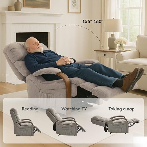 FLEXISPOT XL31 Power Lift Recliner Chair for Elderly, Electric Massage & Heat, PU Leather, Black C786106