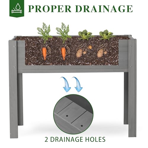 Raised Garden Bed with Legs 40x20x31 Outdoor Wood Planter Box N314255