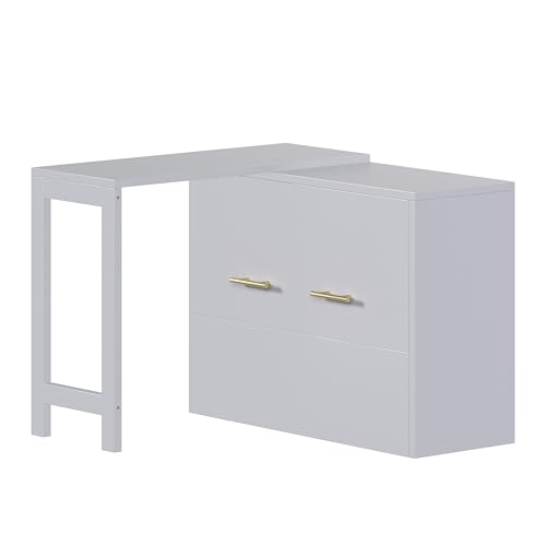 Twin Murphy Bed with Mattresses and Adjustable Desk, White L560588