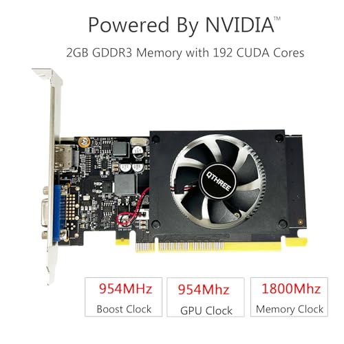 QTHREE GeForce GT 730 4GB DDR3 Low Profile Graphics Card, 2X HDMI, DP, VGA M7130