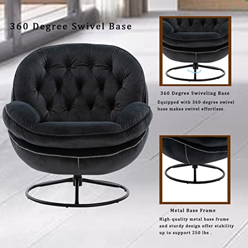 Baysitone Velvet Swivel Accent Chair with Ottoman Set, Modern Lounge Chair, Fruit Green Q36819