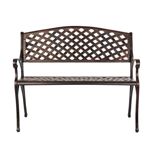 Balkene Home 61491 Patio Bench Cast Aluminum Antique Bronze I13213