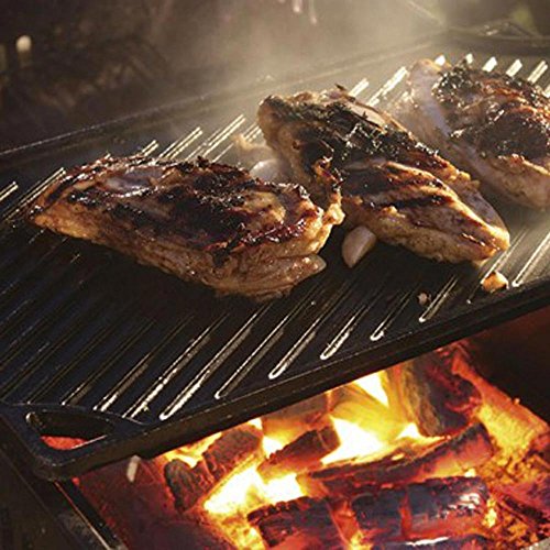 Lodge Reversible Cast Iron Grill/Griddle, 9.5 x 16.75 Inch, Pre-Seasoned U26188