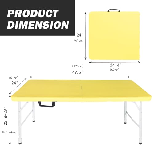 Portable Plastic Folding Table 4ft Heavy Duty Indoor Outdoor Y145657