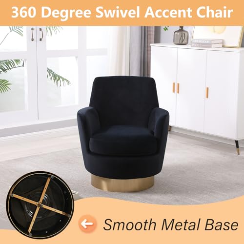 Swivel Barrel Chair Set of 2, Modern Velvet Accent Chairs, Orange P5409