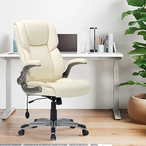 COLAMY Executive Ergonomic Office Chair with Bonded Leather and Flip-up Armrests A775113