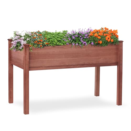 Raised Garden Bed with Legs 40x20x31 Outdoor Wood Planter Box N314255
