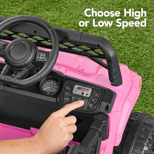 Kids 12V Electric Ride On UTV Car with Trailer, Parent Control, LED Lights, Bluetooth - Black C2735