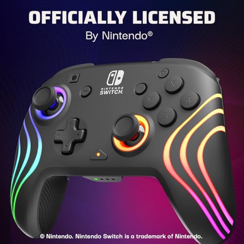 PDP Afterglow Wave Wireless RGB Gaming Controller for Nintendo Switch, Black I1528