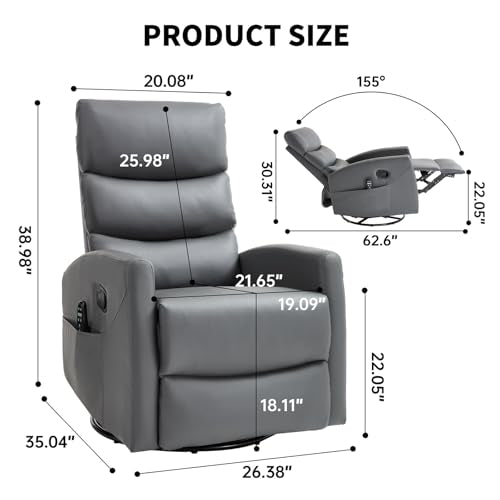 Massage Chair Recliner with Heat, Swivel Rocking, High Back Fabric Black V2333