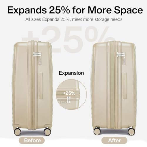 LARVENDER Luggage Sets 3 Piece, 20in Carry On PP Hardshell Suitcase with Spinner Wheels Q3160