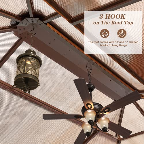 EROMMY 10' x 12' Hardtop Gazebo with Aluminum Frame and Double Roof Q573