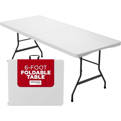 6ft Folding Table White Plastic Portable Indoor Outdoor K370