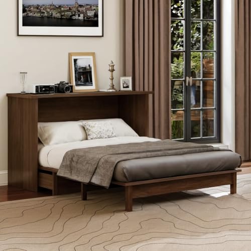 Queen Murphy Bed with Desk and Removable Shelves, USB Port, White H566492