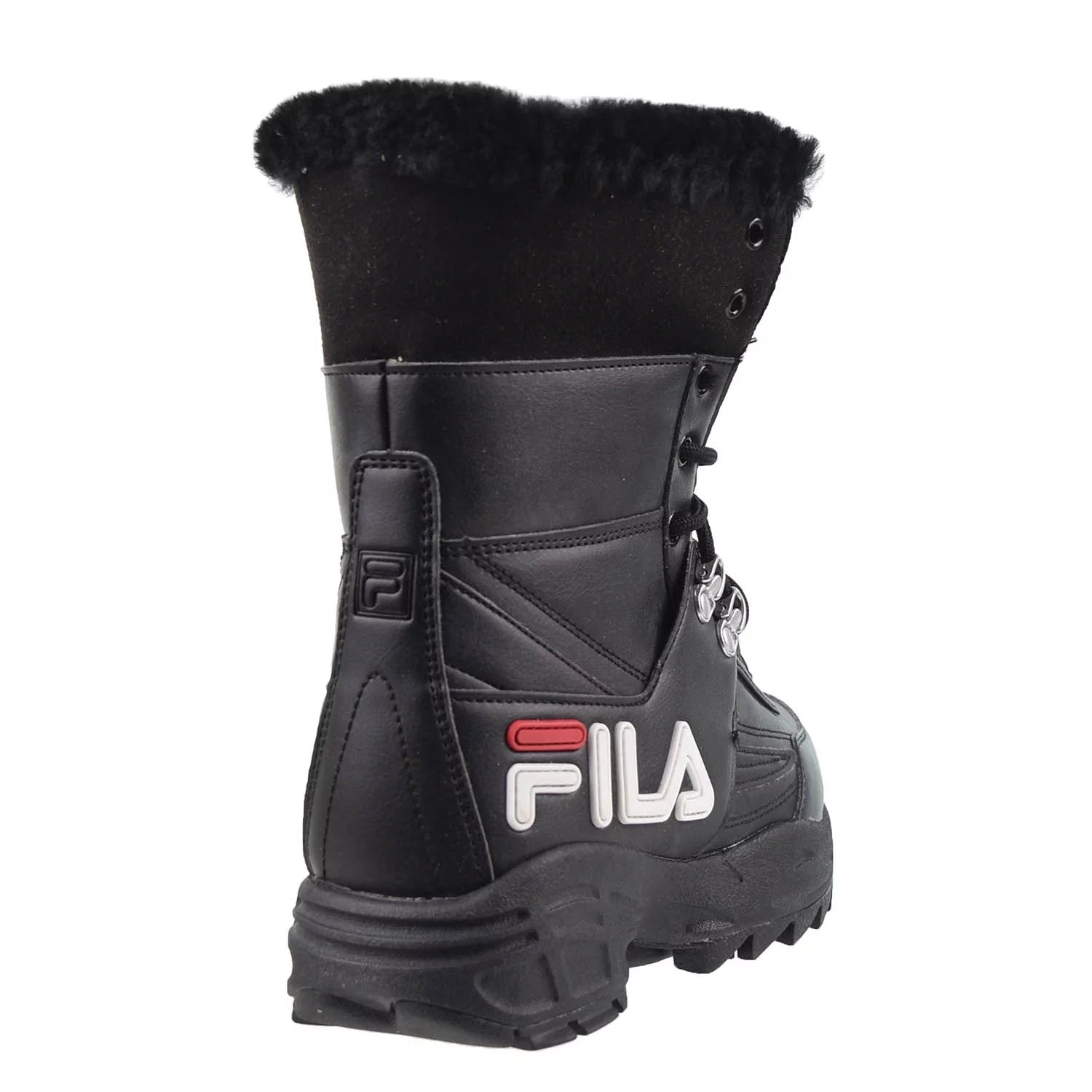 Fila Disruptor Shearling Women's Boots Black-White-Red S1728